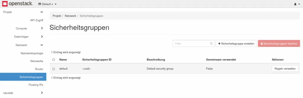 Erste Schritte in der OpenStack-Cloud: Sicherheit und Zugriffskontrolle | Security Group Overview